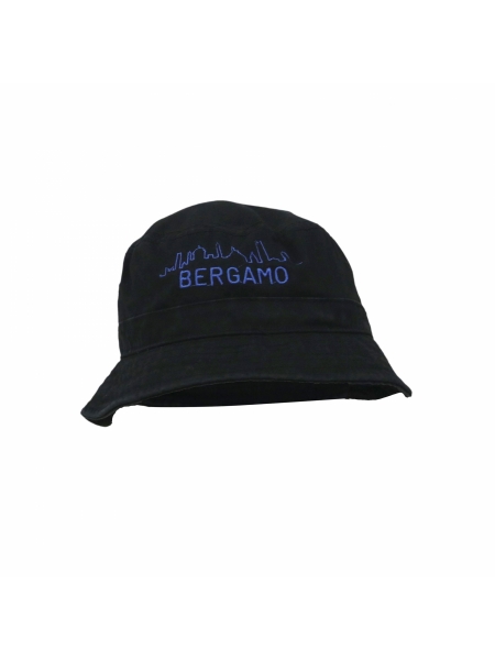 Cappello junior da pescatore nero in cotone con loghi ricamati Atalanta B.C.